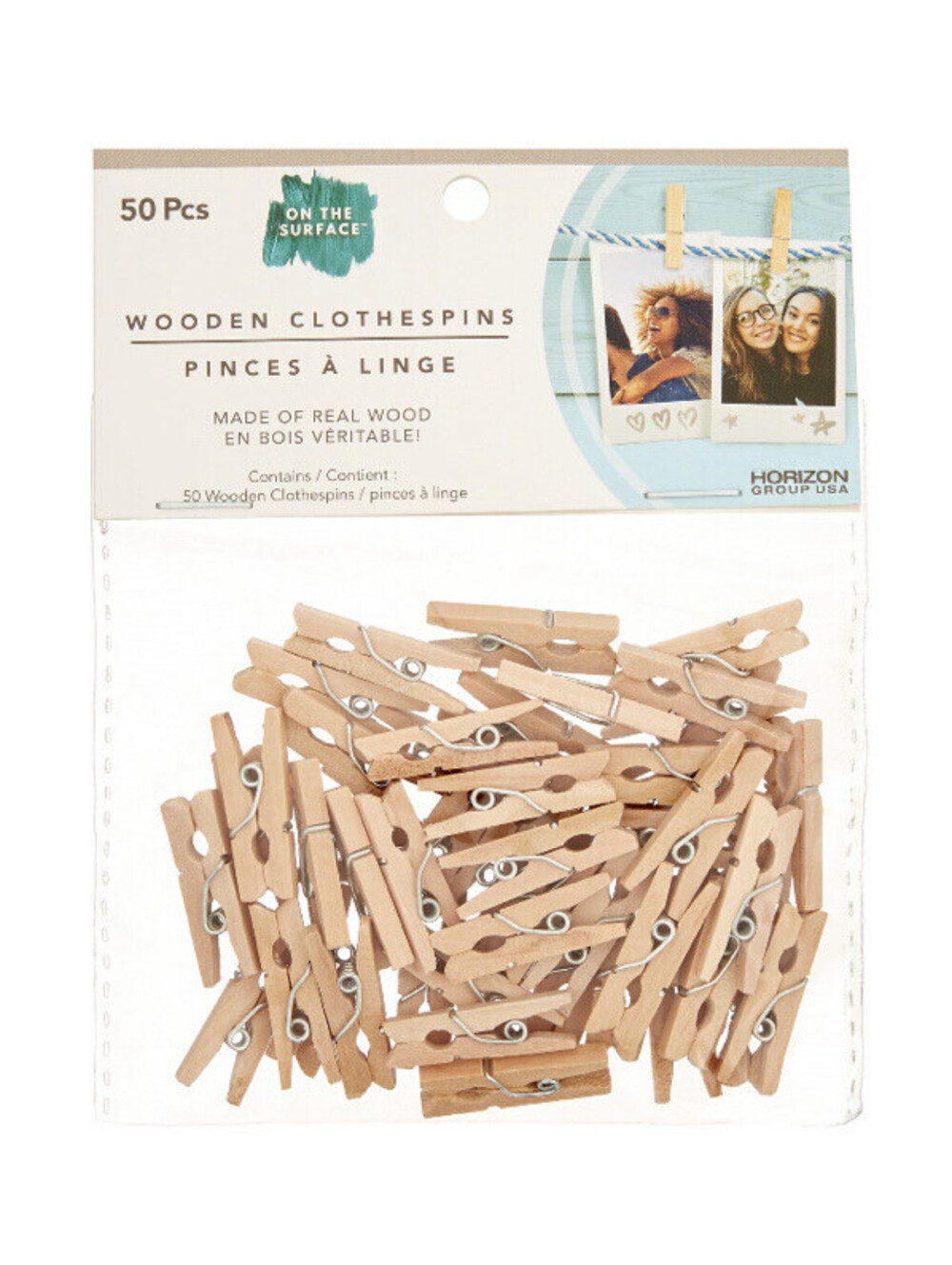 Miniature Wooden Clothespins - 50 ct